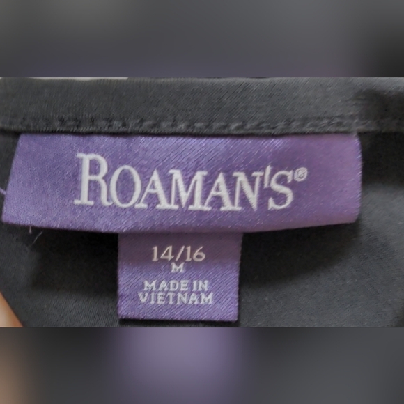 Roaman's Plus Size Black Short Sleeve V-Neck Swing Dress Size 14/16 M NEW - Picture 4 of 7